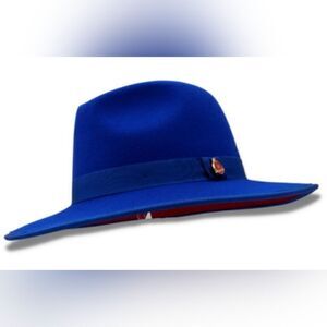 Blue Wide-Brim Fedora Hat - Classic Men's Accessory
